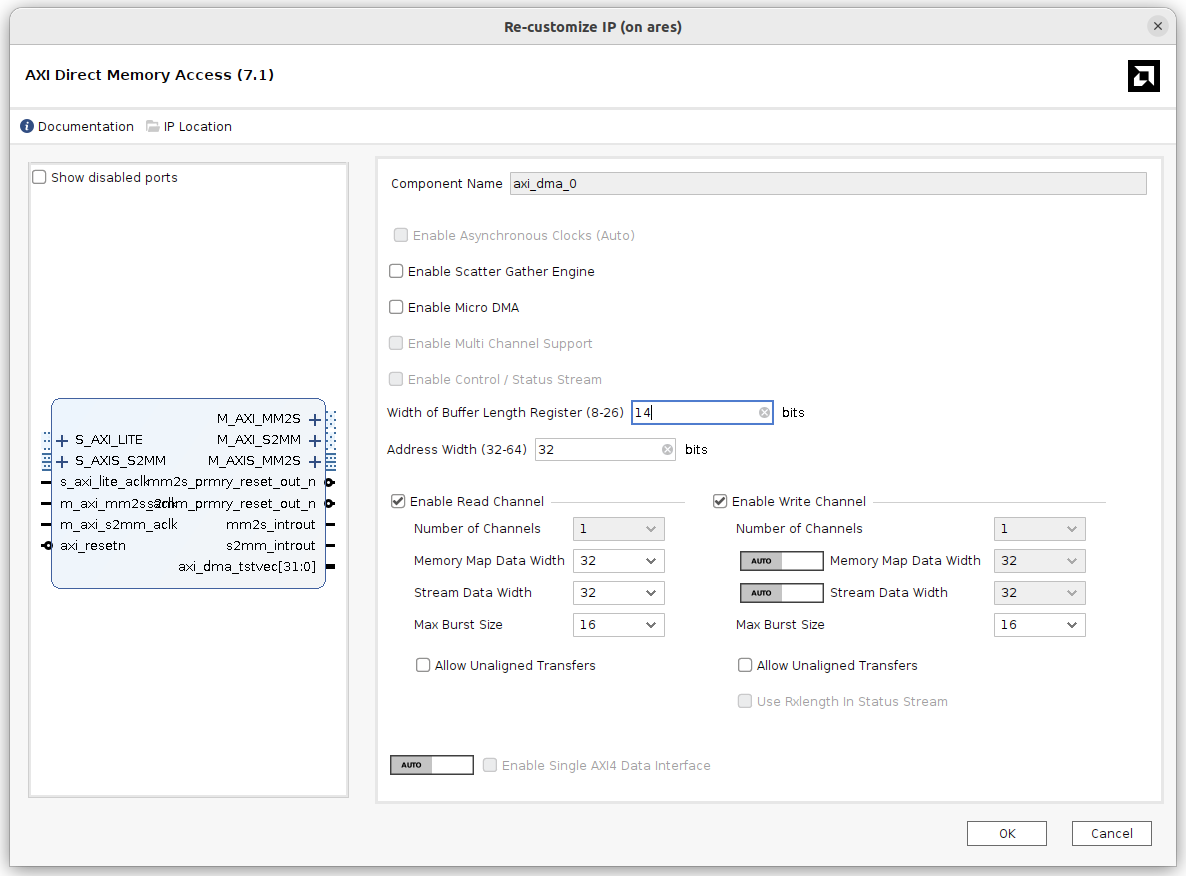 AXI DMA Configuration